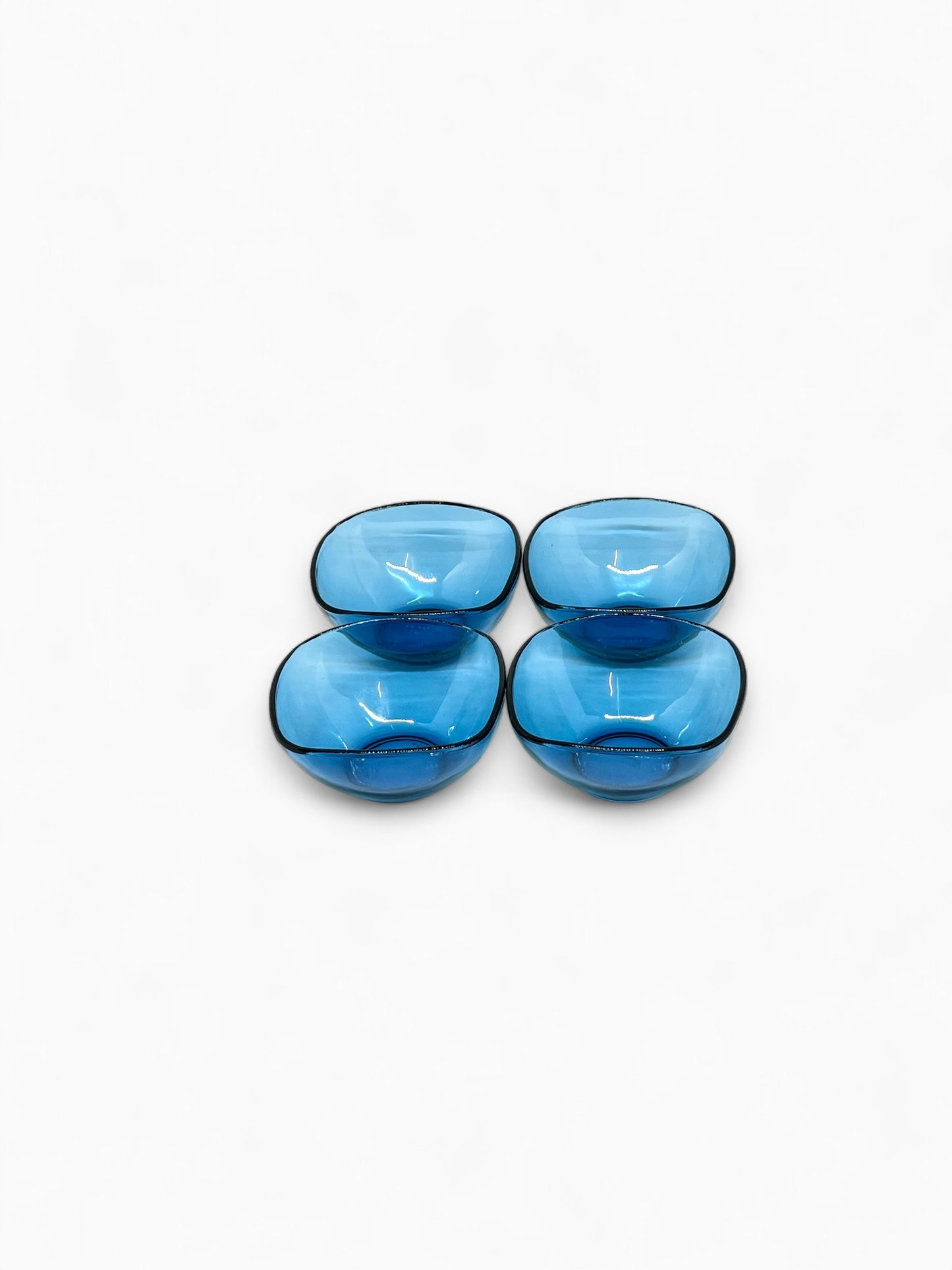 Vintage Vereco desert­schaaltje – Kobalt­blauw gehard glas